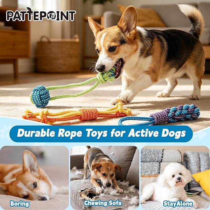 3Pcs Dog Rope Toys for Puppy, Dog Chew Toy for Medium&Small Dog