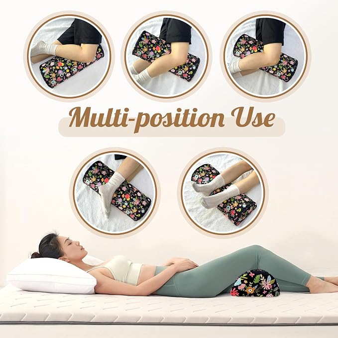 Knee Pillow for Back Sleeping – Half Moon Bolster Pillow for Under Knee While Sleeping Support, Leg & Back Pain Relief (21.5x9x5 Inches)