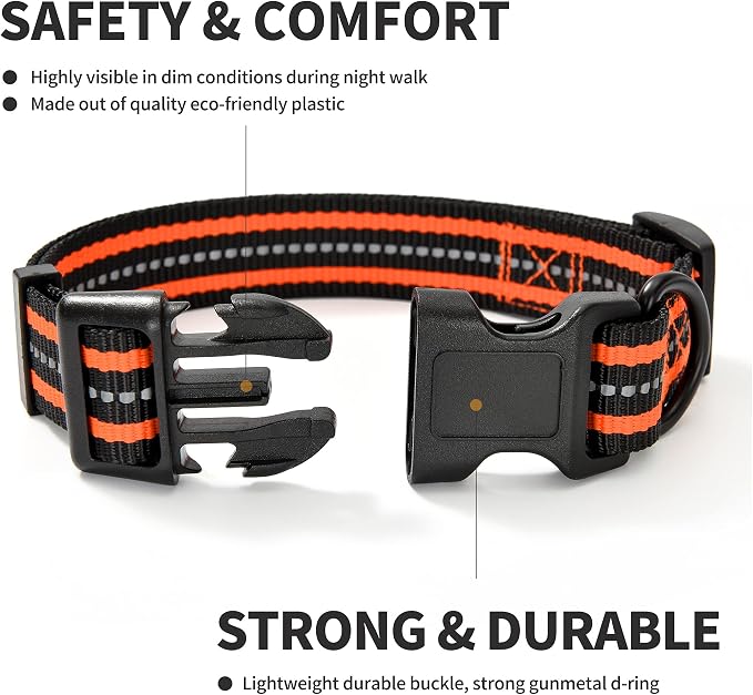 Mile High Life Reflective Dog Collar, Adjustable Lightweight Quick Release