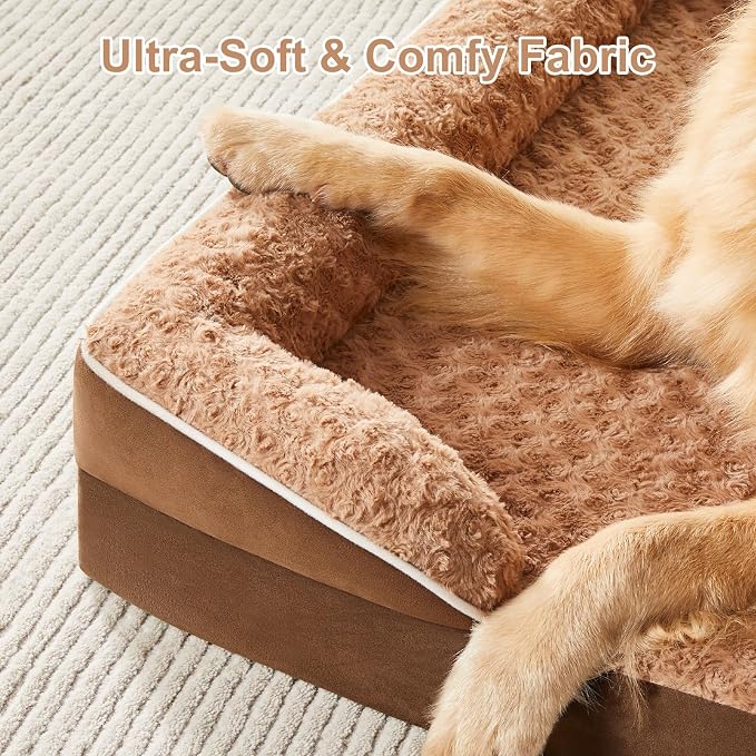 WNPETHOME Orthopedic Washable Dog Bed Large for Senior Dog Cozy Sleep | Waterproof Big Soft Dog Couch Sofa Bed for Dogs Relax with Removable Cover Supportive Comfort Pet Bed Brown 36x27 Inch