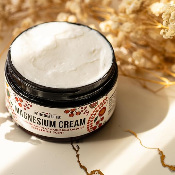 Better Shea Butter Magnesium Cream for Feet | Peppermint | Relieves Muscle Tension and Cramps | Night Lotion for Pregnancy, Kids and Babies | Organic and Natural Ingredients