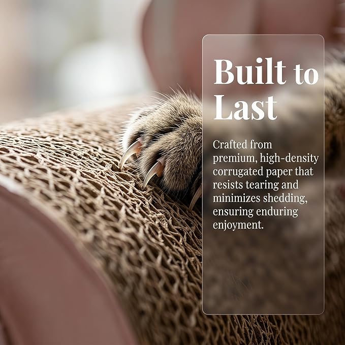 Cat Scratcher Bed Sofa,Extra Large 24 Inch Kitty Couch, Modern Large Kitten Lounger for Indoor Cats,Unique Cute Corrugated Cardboard Cat Sofa Scratcher