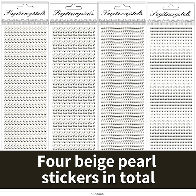 3/4/5/6mm with Pearl Beige Gem Rhinestones Stickers for Face, Self Adhesive Pearl Stickers Stick on Body Crystal Jewels Makeup Glue for Face Eye Hair Nails Make up and Craft Home Decor 3090PCS