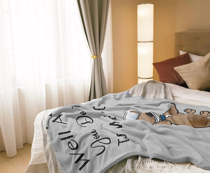 Get Well Gifts for Women/Men After Surgery Gray Blanket 50"x60" | Feel Better/Get Well Soon Gifts for Women, Surgery Recovery Gifts for Men, at Least You Dont Have to Wear A Cone