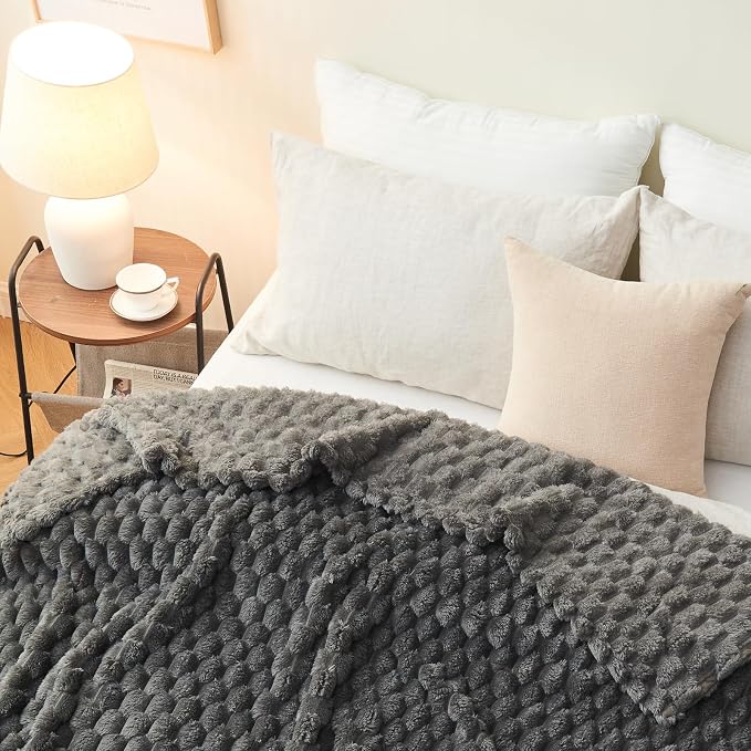 NEWCOSPLAY Fleece Clouds Cozy Throw Blanket for Couch, Grey, 50"x60" | Premium Silky Flannel Blanket, Soft Lightweight Fluffy Throw Blanket for Bed Sofa Decor, Gift for All Season Use