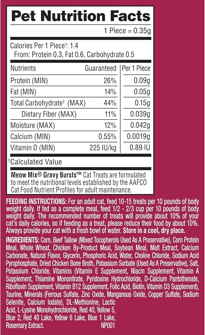 Meow Mix Gravy Bursts Chicken Flavored Cat Treats, 6.3 Oz. Bag (Pack of 5)