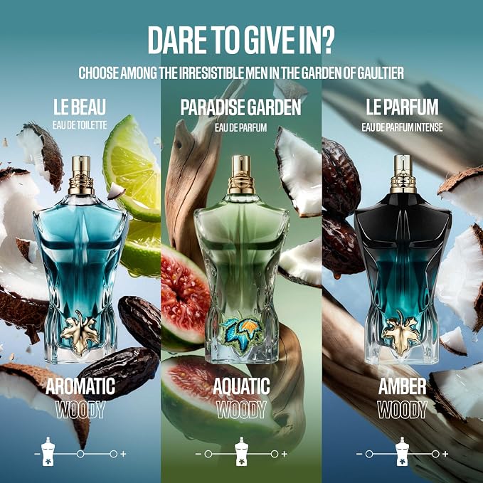 Jean Paul Gaultier Le Beau Eau de Toilette for Men - Long Lasting Addictive Aromatic Woody Mens Cologne with Bergamot, Coconut Wood & Tonka Bean - Designer Fragrance Spray, 2.5 oz
