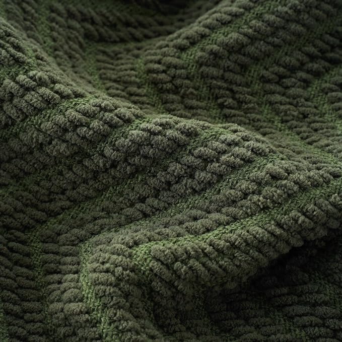 BATTILO HOME Olive Green Throw Blankets for Couch, 60"x80" | Knitted Dark Green Throw Blanket for Bed, Super Soft Warm Large Throws for Home Decor