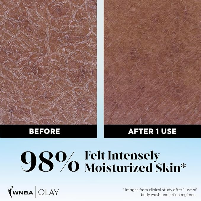 Olay Body Wash for Women, WNBA, Intensely Hydrating, Hyaluronic Acid Serum, Hydration On/Off Court, Improves Moisture Barrier, Vitamin B3 Complex, All Skin Types, Victory Vibes Vanilla Scent, 20 fl oz