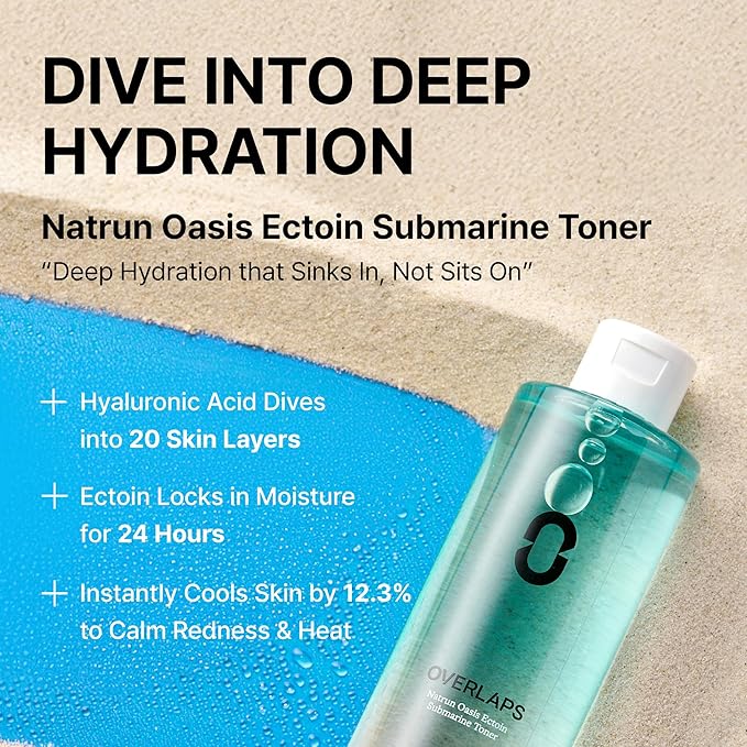 Overlaps 5000ppm Ectoin Calming Toner | Redness Relief & Barrier Repair for Sensitive & Blemish-Prone Skin | Glass Skin Hydration with Hyaluronic Acid & Panthenol | Korean Skincare, 8.45 fl. oz.