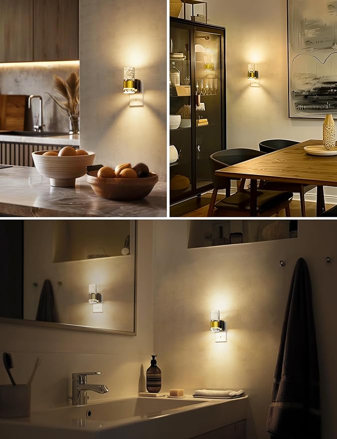 L LOHAS LED Night Lights Plug into wall, Soft Warm Night Light | Adjustable Brightness, Plug in Night Light, Auto Light Sensor, Wall Sconce-Style Design Nitelight, Bathroom, Hallway, 1 Pack