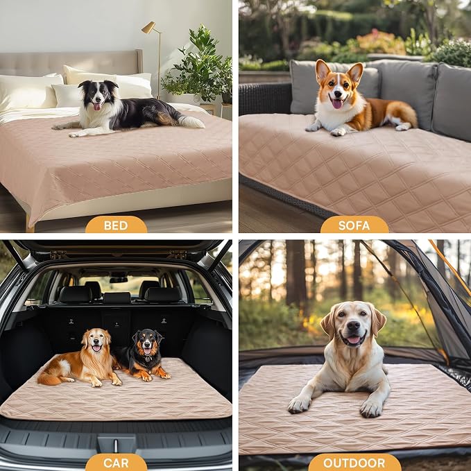 Luciphia Waterproof Couch Cover for Dogs, Non-Slip Pet Sofa Protector | Non-slip waterproof couch cover scratch-resistant machine washable protects sofa bed from spills fur, Light Beige, 82" x 120"