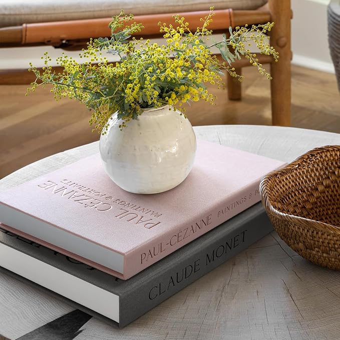 Aesthetic Decorative Books - Coffee Table Books Decor - Faux Decor Book Storage Box for Decoration - Set of 2 Linen Fake Book for Home Table Decors - Photo Storage Keepsake Box