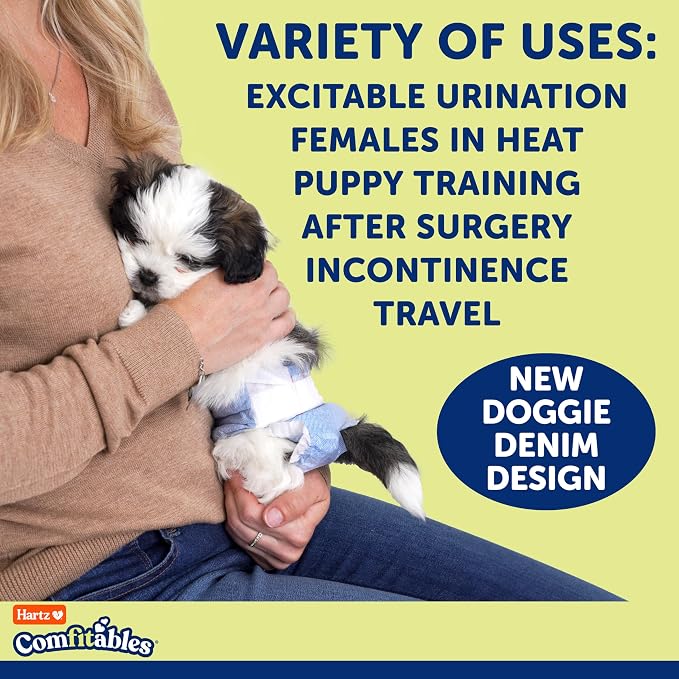 Hartz Disposable Dog Diapers, Size S 36 count, Comfortable & Secure Fit, Easy to Put On | Comfortable & Secure Fit, Easy to Put On, Super Absorbent, Breathable Material, Adjustable Tail Hole, Male & Female Diaper