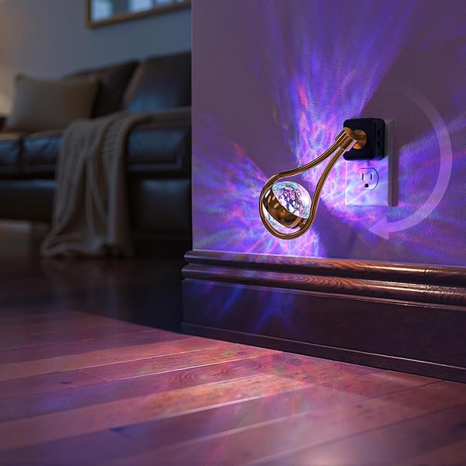 RGB Night Lights Plug into Wall, Color Changing Nightlight | Dusk to Dawn Sensor, 330° Rotating Night Light with Waterdrop Design, for Bedroom, Hallway, Living Room, Home Decor, 2 Pack