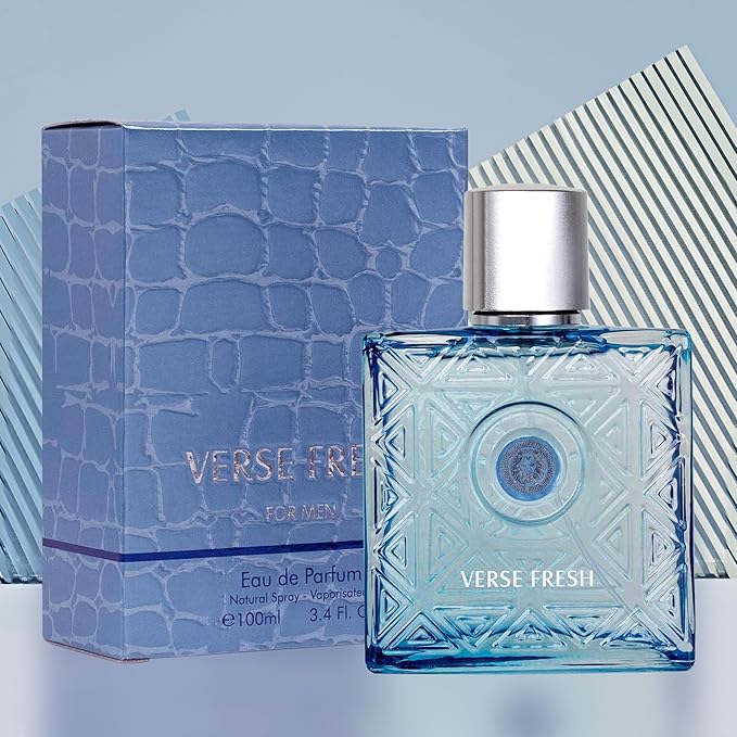 NovoGlow Verse Fresh for Men - 3.4 Fl Oz Eau De Parfum Spray for Men - Long Lasting Citrusy Floral & Woodsy Fragrance Smell Fresh All Day Long Gift for Men for All Occasions