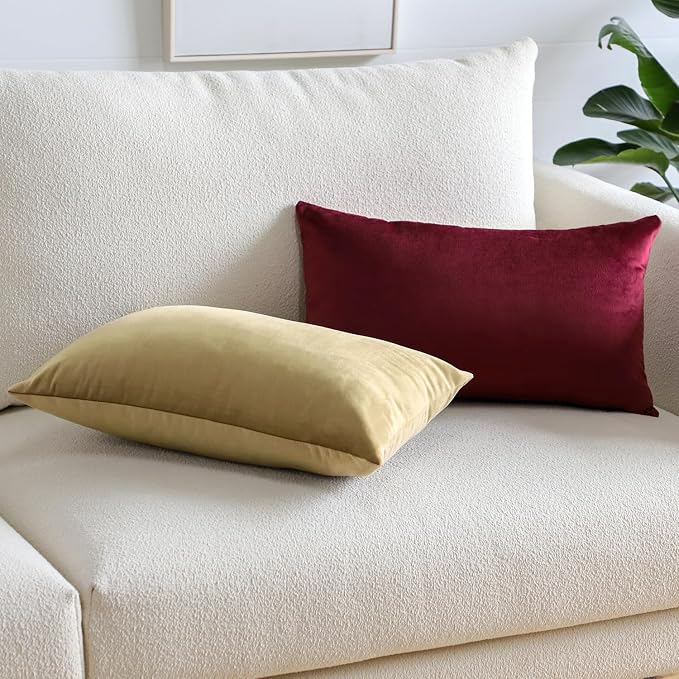 Artscope Luxury Velvet Pillow Covers Super Soft Decorative Rectangle Throw Pillow Covers Case Cushion Covers for Sofa Couch Bedroom Car Decor 16x24 Inch Tan
