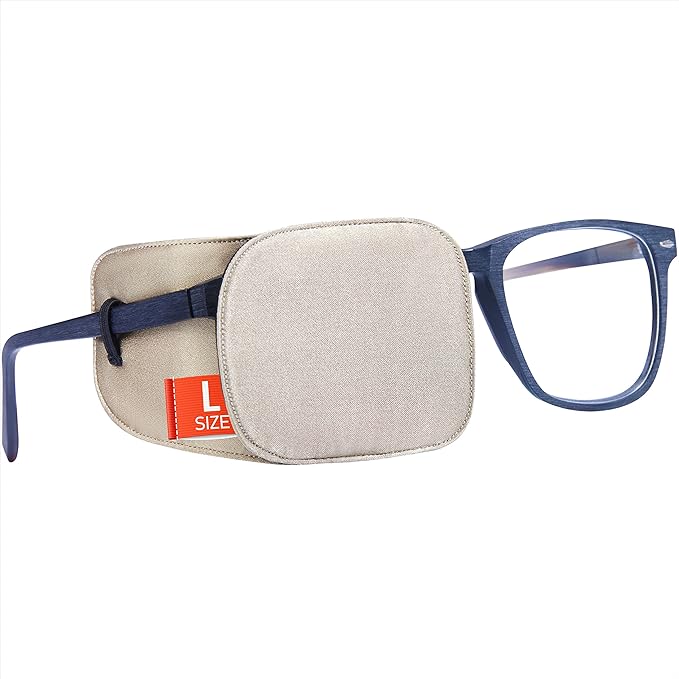 Astropic Large Silk Eye Patch for Adults Kids Glasses to Cover Either Eye (Large, Khaki)