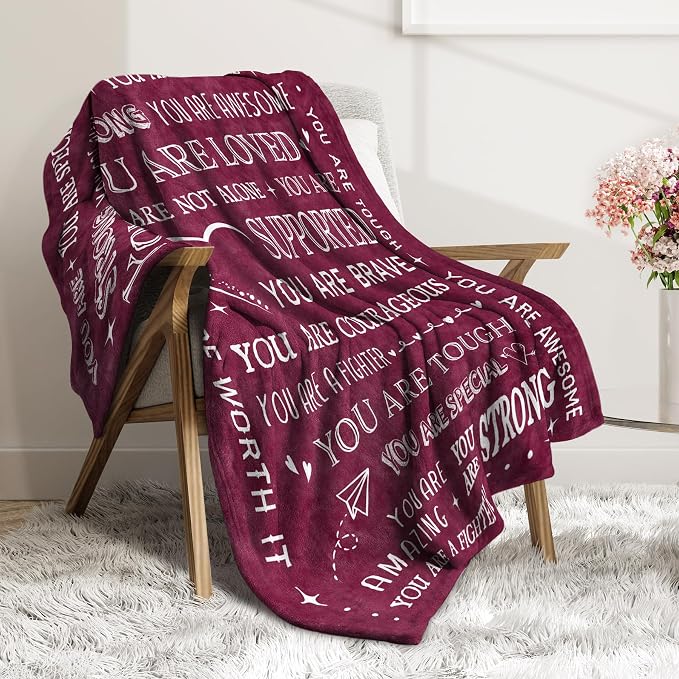 Blanket Gifts for Women Men- Inspirational Get Well Blanket | Feel Better After Surgery Gifts for Him Her, Thinking of You Birthday Gift for Mom Grandma Aunt Sister Friend, 60'' x 50''