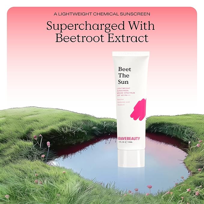 KraveBeauty Beet The Sun SPF 40 – Korean-Inspired Daily Broad Spectrum Sunscreen, Non-Greasy Chemical SPF, No White Cast, Vegan & Cruelty-Free, 1.7 fl oz