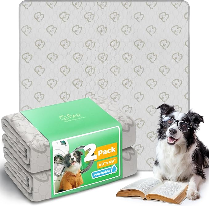 FXW Washable Pee Pads for Dogs, Super Absorbent, 49" Square, 2 Packs | Machine washable, Non-slip backing, Fits 24"H 8-Panel FXW AuraSpace Acrylic Playpens