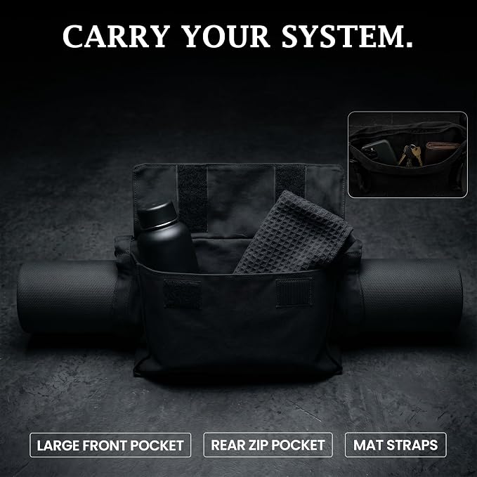 Men’s Yoga Mat Bag – Durable Canvas Carrier, Lightweight with Extra Storage for Gear & Accessories, Black
