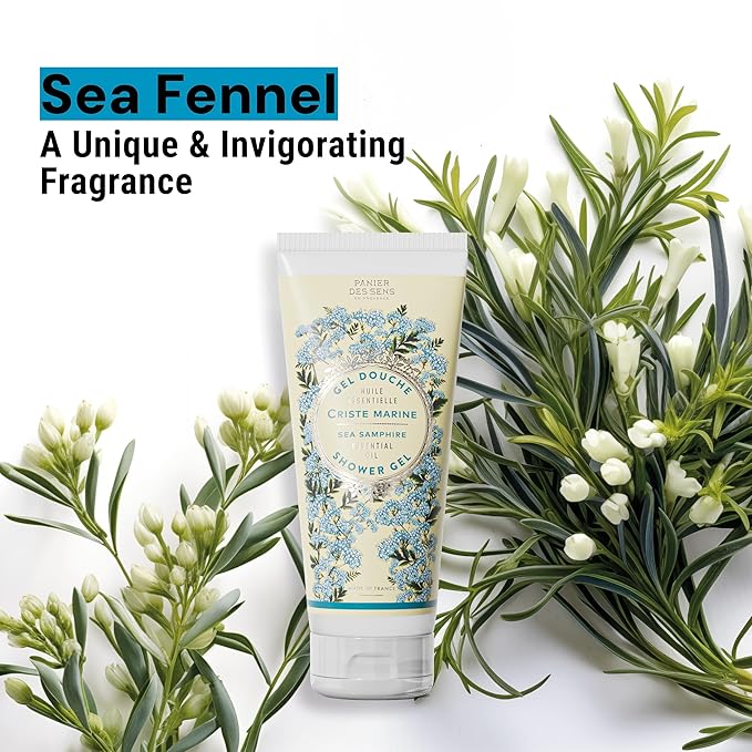 Panier des Sens - Sea Fennel Moisturizing Body Wash for Women & Men - Gentle Shower Gel with 96% Natural Ingredients for Sensitive Skin - Body Care Made in France, SLS Free, Vegan - 6.8 Fl Oz