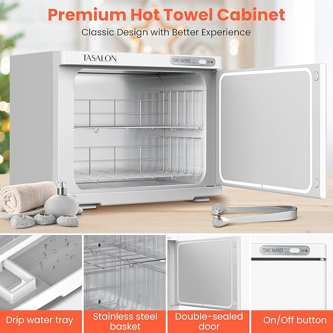 TASALON Professional Hot Towel Warmer Cabinet, 23L Large Capacity, Use for Facial Spa, Hair Beauty, Salon Equipment and Home, Perfect Temperature for Towel Warmer, Fits up to 72 Small Towels - White