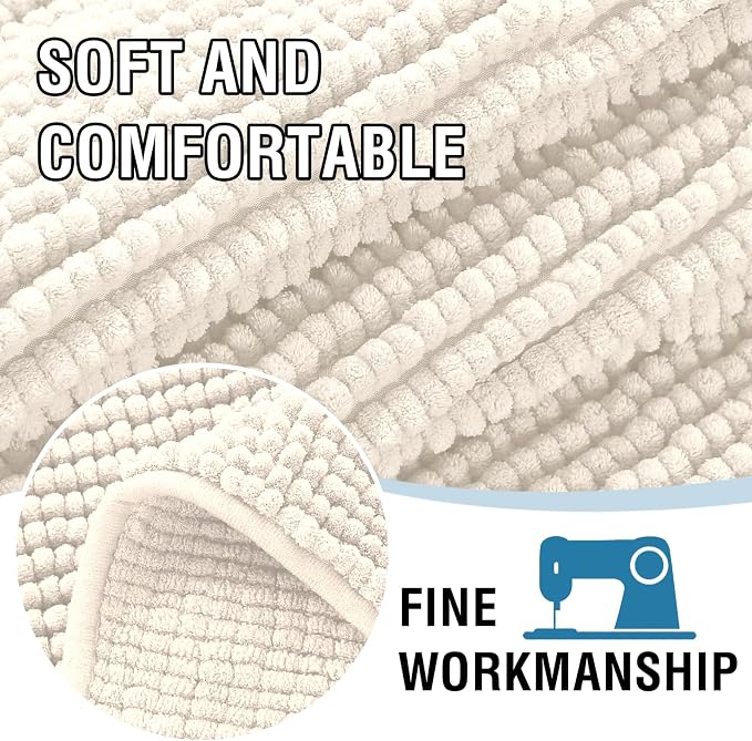 H.VERSAILTEX Plush Chenille Couch Cover for 3 Cushion Couch Anti Slip Washable Sofa Slipcovers Soft and Durable Furniture Protector for Dogs Cats Kids (27.5" x 82", Ivory)