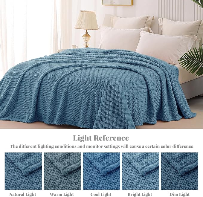 Whale Flotilla Extra Large Soft Fleece Throw Blanket for Couch | 50x70 Inch, Slate Blue, Suitable for Sofa Chair Bed, Fluffy Fuzzy Jacquard Blankets for All Season, Lightweight and Cozy