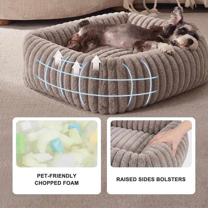 FURTIME Medium Dog Beds for Medium Dogs Washable, Orthopedic Dog Bed, Rectangle Warming Soft Calming Sleeping Puppy Bed Durable Pet Bed with Anti-Slip Bottom