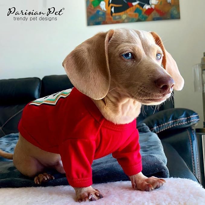 Parisian Pet Ketchup Dog Costume - 100% Cotton Red Dog Clothes for Medium Dogs Boys - Lightweight and Breathable Puppy Outfits - Funny Schitzu Clothes - Cute Pet Shirt - Stretchy T Shirt for Dogs