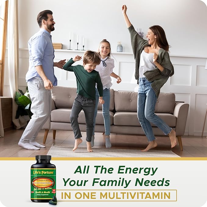 Life's Fortune Whole Food Multivitamin & Mineral, Advanced Energy Support Supplement, Daily Wellness for Men & Women, Amino Acids, Biotin, 180 Vegetarian Tablets