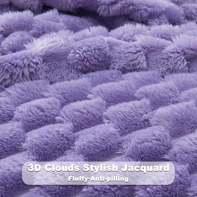 NEWCOSPLAY Fleece Clouds Cozy Twin Blanket for Couch, Lavender, 60"x80" | Premium Silky Flannel Blanket, Soft Lightweight Fluffy Throw Blanket for Bed Sofa Decor, Gift for All Season Use