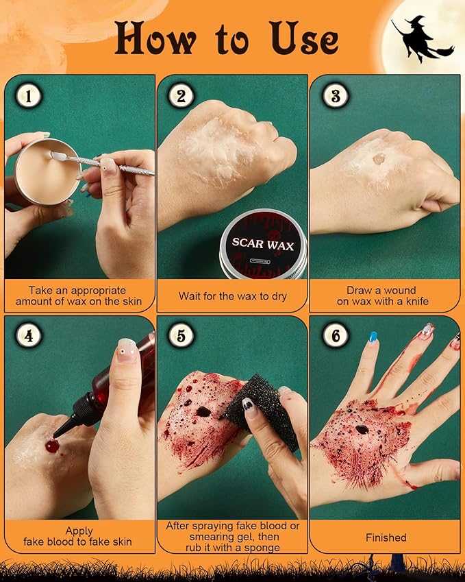 Lictin Special Effects SFX Zombie Makeup Kit, 9 Colors Bruise Face Body Painting Palette with Scar Wax, Fake Blood Spray & Gel, Vampire Skeleton Clown Makeup Body Paint (14PCS)