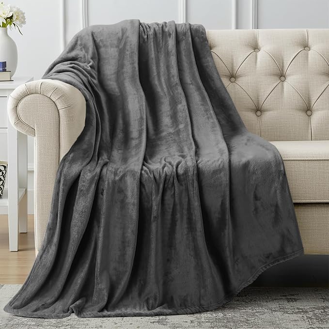 Utopia Bedding Soft Fleece Bed Blanket Throw XL Size Grey (50x70 Inch) | Microfiber Plush Warm Lightweight Breathable Cozy Blanket Anti-Static, All Season Use, Gift for Women and Men