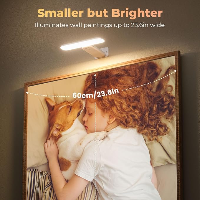Picture Lights for Wall Rechargeable, Picture Frame Lights, Dartboard light | FULEN LED Frame Lights for Wall, Paintings, Photo, Gallery, 3000K/4500K/6000K, Remote Control, No Wiring, White