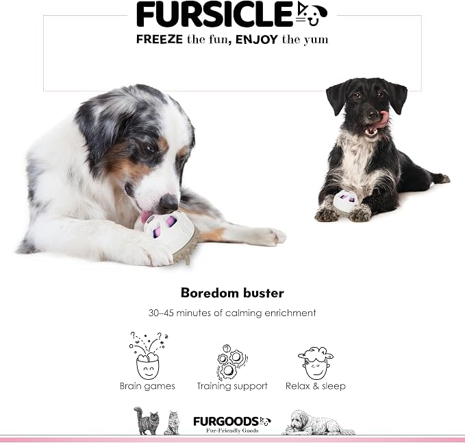 FURSICLE Frozen Dog Treat Toy Ball | Interactive Enrichment Dispenser & Silicone Mold to Freeze Yogurt Treat | Freezable Ice Licking Feeder Keeps Dogs Busy & Calm | Mental Stimulation & Boredom Buster
