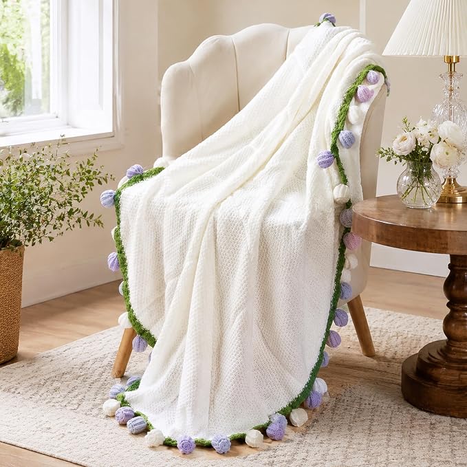 Ivydale Crochet Flower Bouquet Throw Blanket