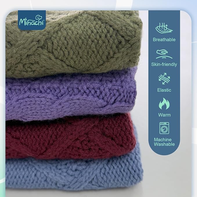 Mihachi Turtleneck Dog Sweater - Winter Coat Apparel Classic Cable Knit Clothes with Leash Hole for Cold Weather, Ideal Gift for Pet in New Year Light Purple SM