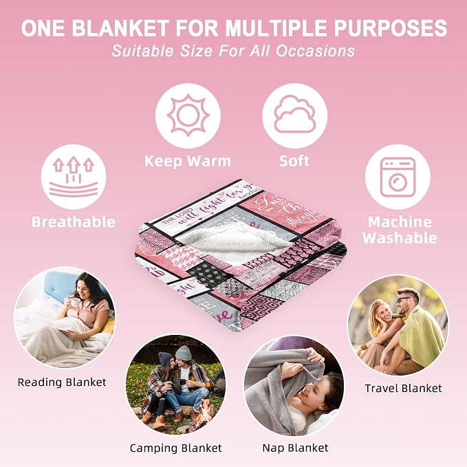 Christian Gifts for Women Blanket 60"x50", Religious Spiritual Gifts for Women, Faith Based Bible Birthday Gifts, Baptism Confirmation Gifts for Girls, Christian Graduation Gifts
