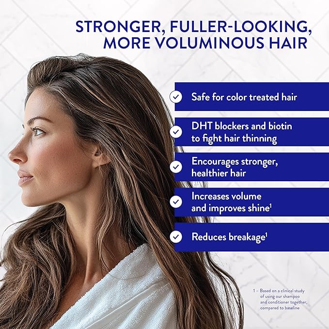 Routine Wellness Anti-Thinning Shampoo and Conditioner Set for Thinning Hair - Biotin DHT Blocker Women & Men - Color Safe Shampoo for Hair Loss & Healthier Hair - Coconut & Vanilla (Pack of 2)