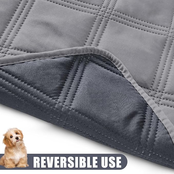 Smiry Waterproof Dog Bed Cover, Reversible Pet Blanket for Sofa Couch | Soft Washable Dog Blanket, Leakproof Couch Cover for Dogs Cats & Furniture Protection, 82x102, Grey/Dark Grey