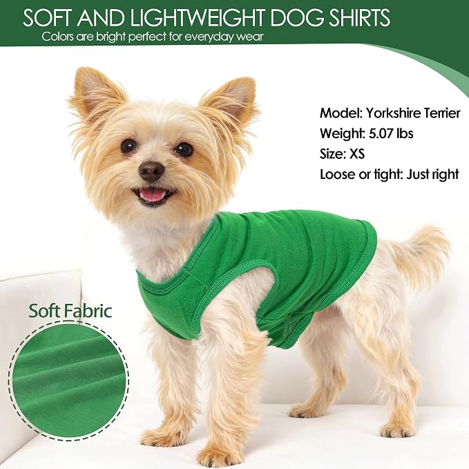 2 Pack Dog Shirts for Small Dogs Girl Boy Camouflage Puppy Clothes Pet T Shirts Dog Clothes for Small Dogs Cats Apparel (Green Camouflage + Solid Color, Small)