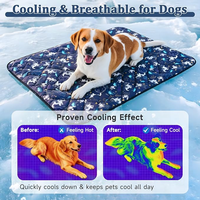 Premium Cooling Mat for Large Dogs - Washable Dog Cooling Throw Blanket，Durable Pet Mat for Cat, Soft Summer Blanket for Hot Weather, 40''x60''