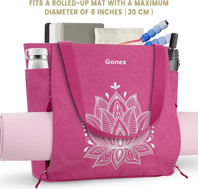 Gonex Yoga Mat Bag, Large Tote Bag with Multi Pockets for Women Men, Canvas Mat Carrier, Full Zipper Easy Access for Pilates Gym Travel