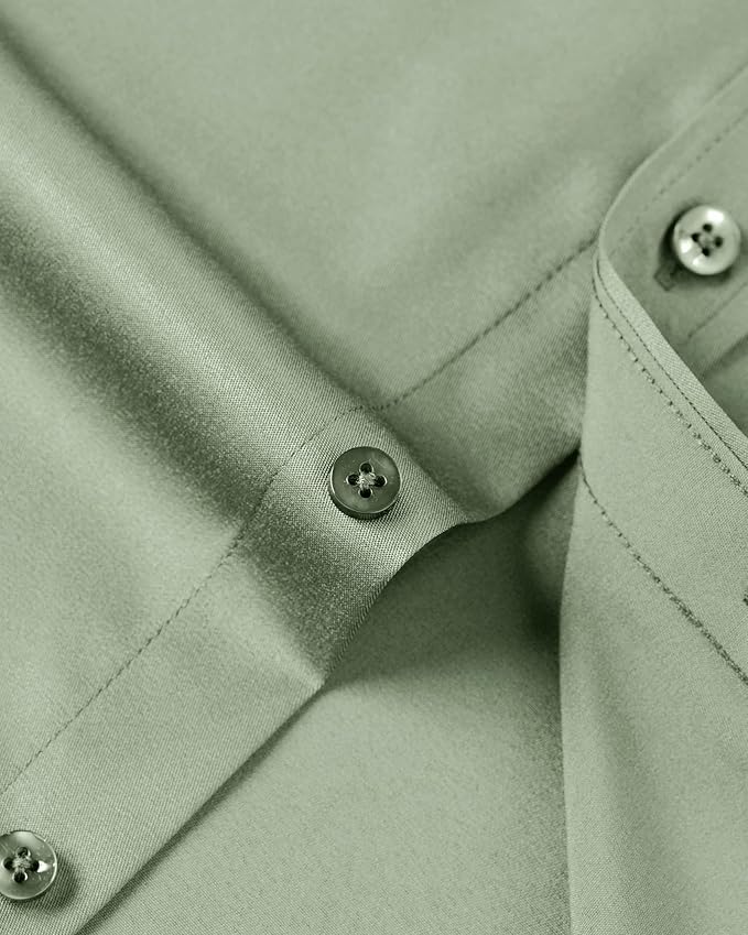 J.VER Men's Dress Shirts Solid Long Sleeve Stretch Wrinkle-Free Formal Shirt Business Casual Button Down Shirts