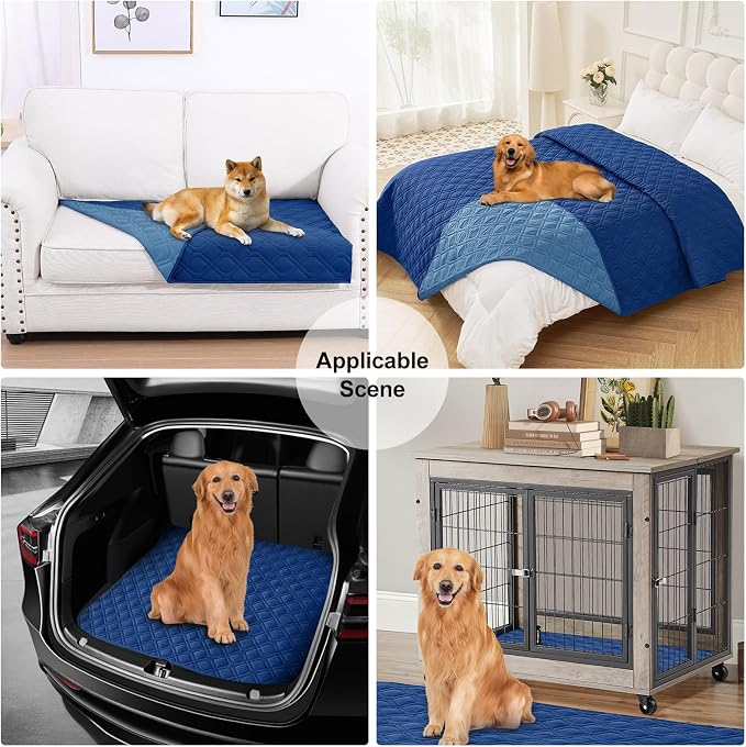 Smiry Reversible Waterproof Pet Couch Covers for Sofa | Washable Dog Couch Sofa Covers, Water Resistant Furniture Protector Slipcover, Geometric (30"x53", Navy/Blue)