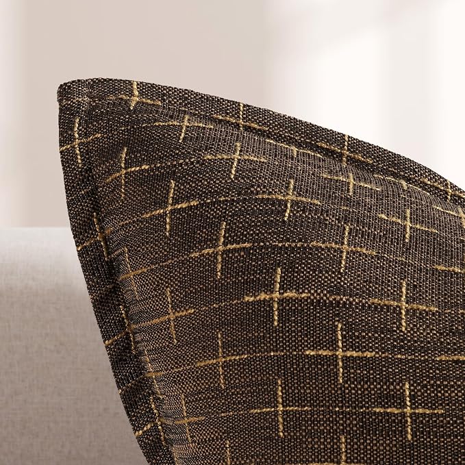 Pillow Covers 18x18 Set of 2 Soft Polyester Textured Pillow Covers with Stylish Flange Edge Cozy Farmhouse Throw Pillows for Couch Bed Sofa Living Room
