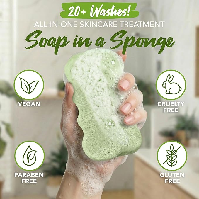 Spongeables Body Wash in a 20+ Wash Sponge, Cool Cucumber, 3 Count